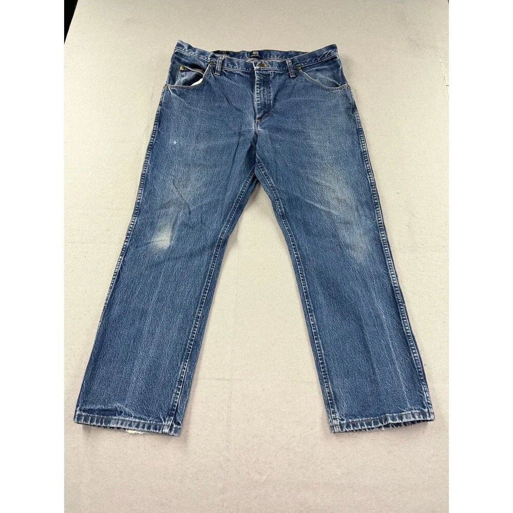 Wrangler 47MWZ Jeans Mens Blue Regular Fit Cowboy Cut Straight Leg